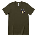Cute Wolf Eating Ramen Pocket Print Tee, Kawaii Noodle Lover Shirt, Small Graphic T‑Shirt, Anime Food Tee, Casual Minimal Animal Top - Army Front
