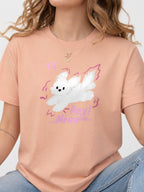 Nice Day Fluffy Dog Graphic T-Shirt - Dusty Rose Model