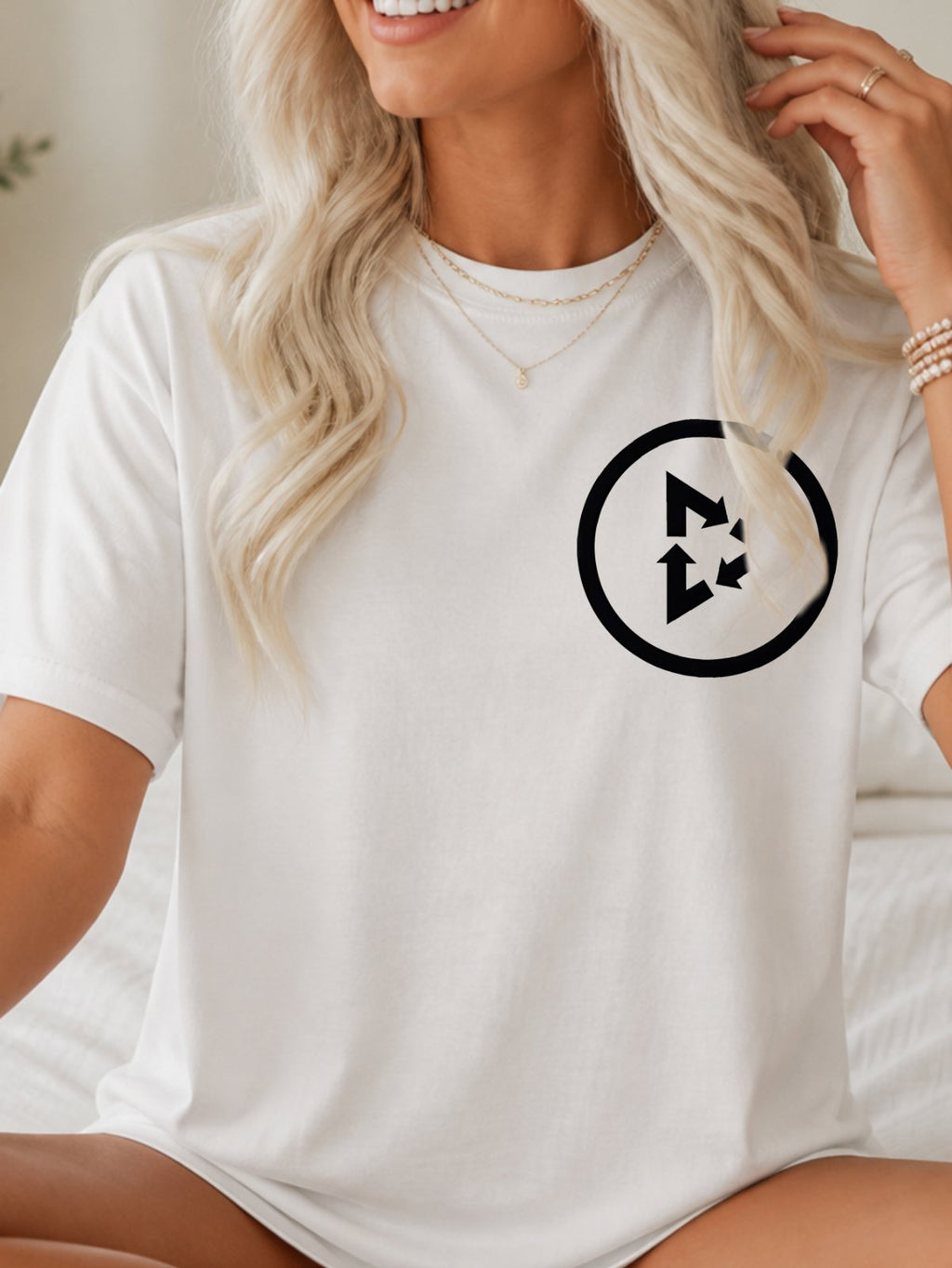 Circular Recycle Arrows Tee - White Model