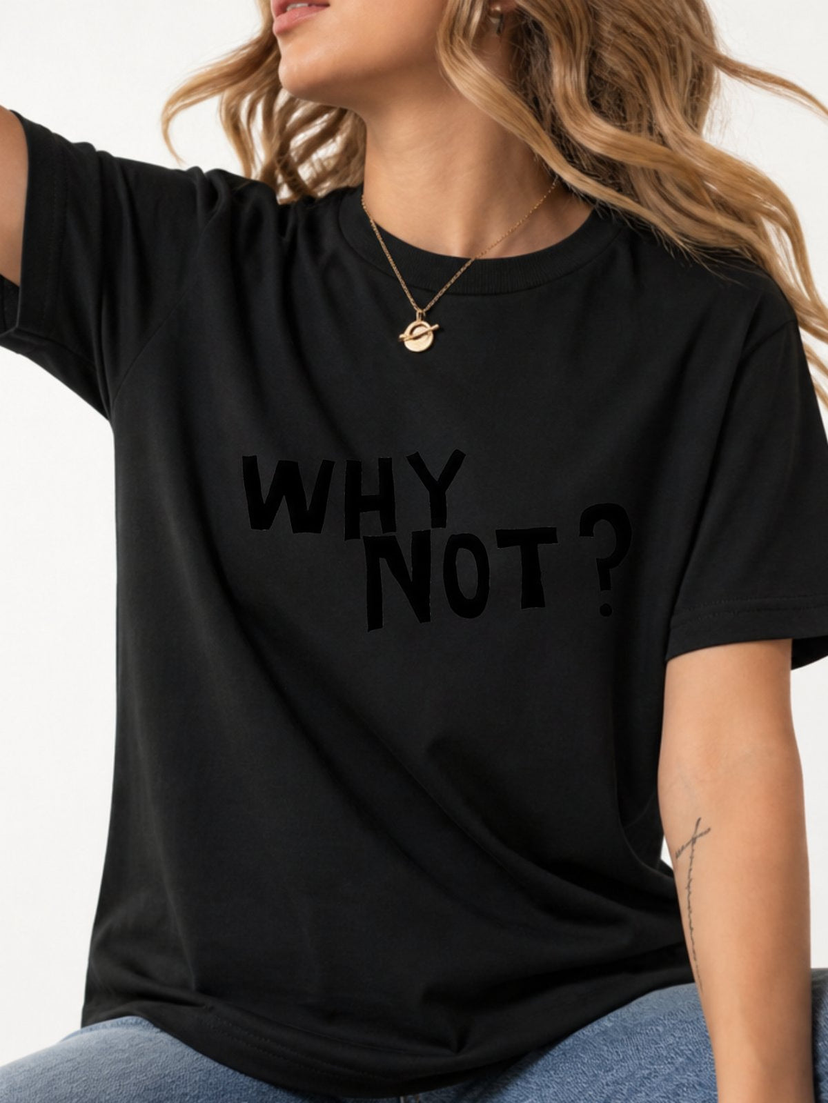 It's A New Day Coffee Cartoon Doodle Graphic T-Shirt - Black Model