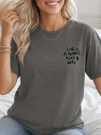 Life Is A Game Play To Win Hand Lettering Graphic T-Shirt - Charcoal Model