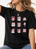 Cute Cartoon People Characters T-Shirt - Black Model