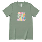Retro Bubble Letter Positive Tee, Self Acceptance Graphic T‑Shirt, Mental Health Awareness, Be Kind To Yourself Top - Sage Front