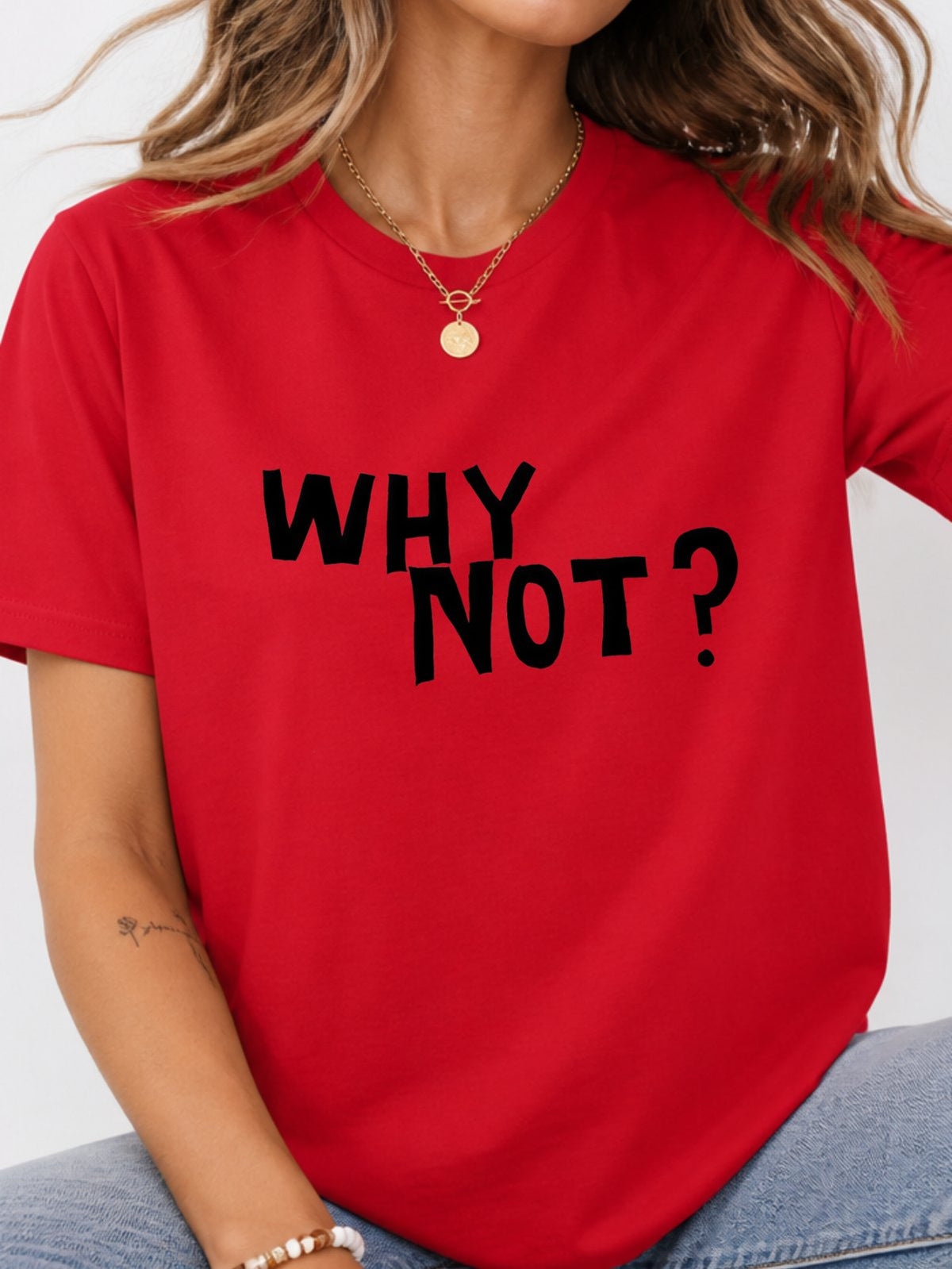 It's A New Day Coffee Cartoon Doodle Graphic T-Shirt - Red Model