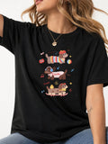 Cute Dachshund Dogs Graphic Tee - Black Model