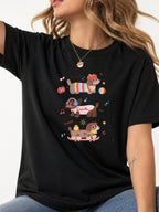 Cute Dachshund Dogs Graphic Tee - Black Model
