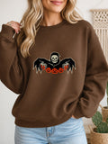 Grim Reaper Pumpkin Vintage Boho Sweatshirt - Hanes_Army_Brown Model
