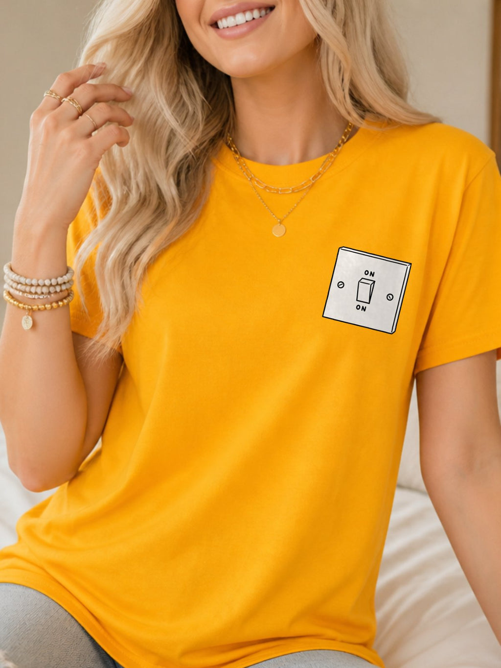 ON Toggle Light Switch T-Shirt - Gold Model