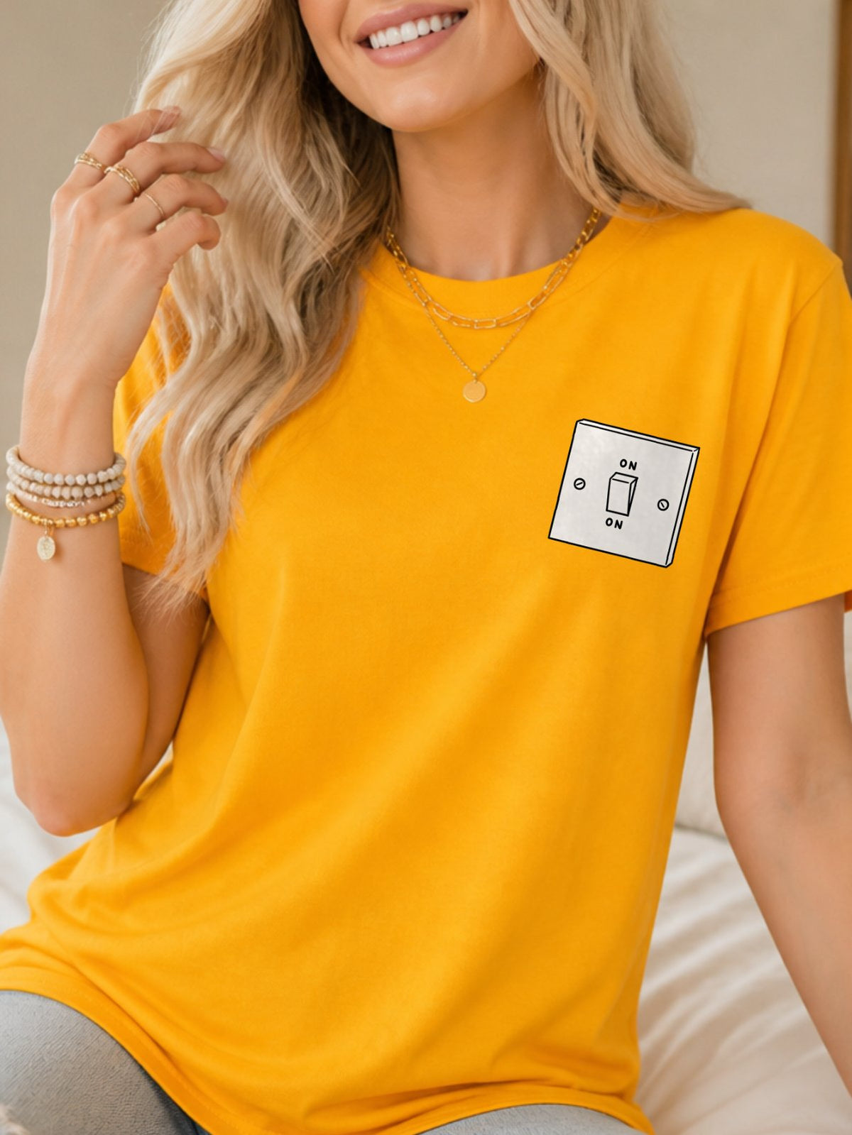 ON Toggle Light Switch T-Shirt - Gold Model