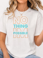 Nothing Is Possible Color Block Graphic T-Shirt - White Model