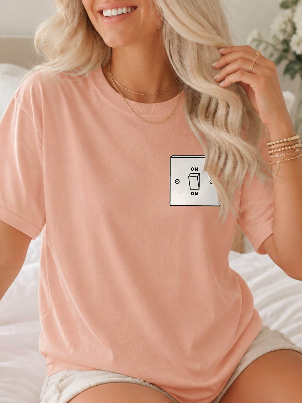 ON Toggle Light Switch T-Shirt - Dusty Rose Model