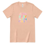 Retro Bubble Letter Positive Tee, Self Acceptance Graphic T‑Shirt, Mental Health Awareness, Be Kind To Yourself Top - Peach Front