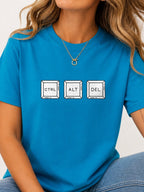 Ctrl Alt Del Keyboard Keys T-Shirt - Sapphire Model