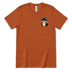 Cute Wolf Eating Ramen Pocket Print Tee, Kawaii Noodle Lover Shirt, Small Graphic T‑Shirt, Anime Food Tee, Casual Minimal Animal Top - Autumn Front