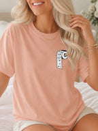 Why Not Bold Hand Drawn Text Graphic T-Shirt - Dusty Rose Model