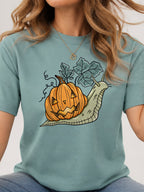 Snail Jack O Lantern Pumpkin Graphic T-Shirt - Aquatic Model