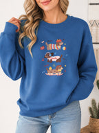 Cute Dachshund Dog Vintage Boho Graphic Sweatshirt - Hanes_Denim_Blue Model