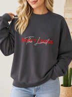 Don't Cross The Limit Vintage Boho Graphic Sweatshirt - Hanes_Charcoal_Heather Model