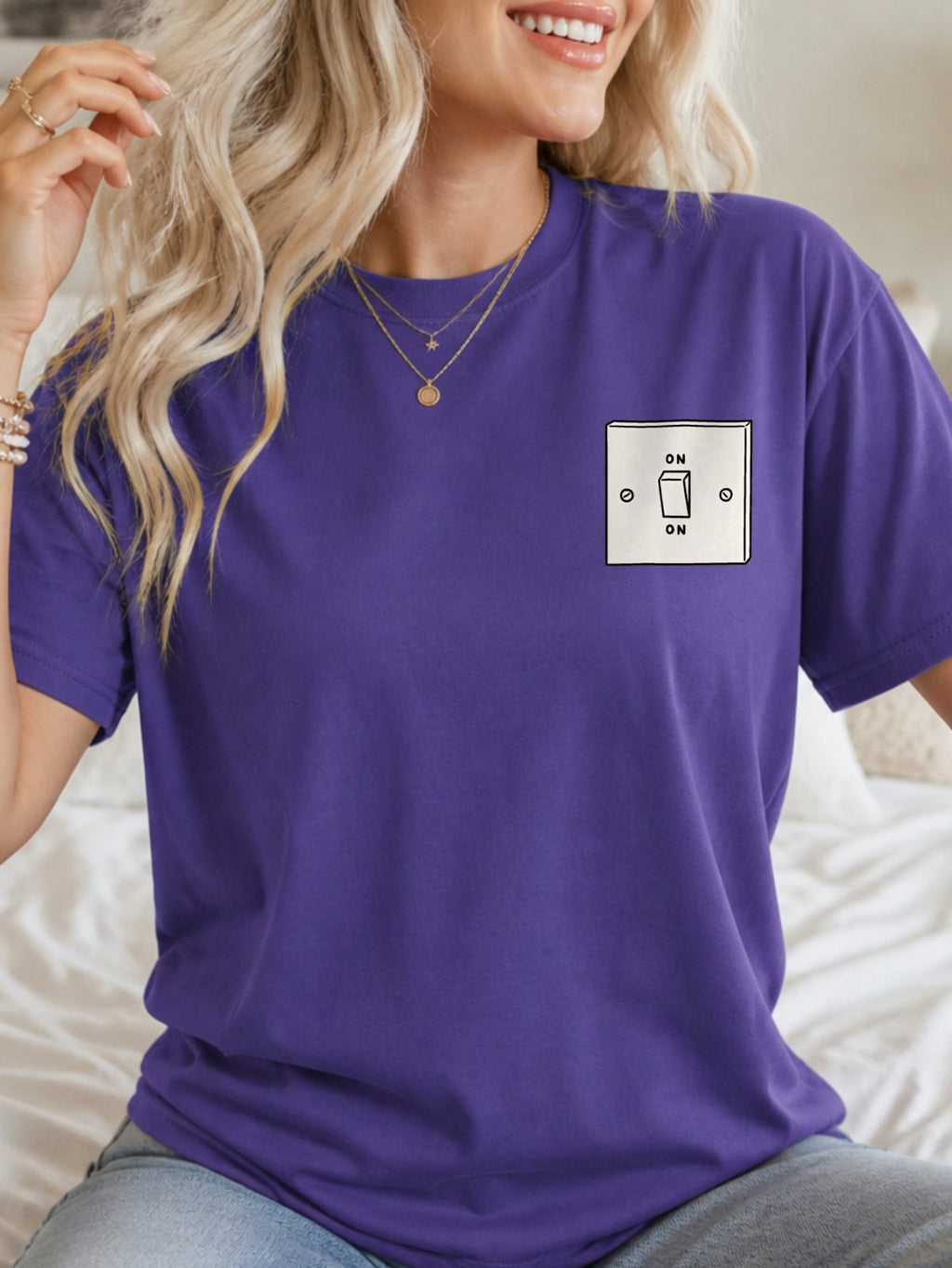 ON Toggle Light Switch T-Shirt - Lilac Model