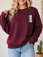 Stay Strong Vintage Boho Graphic Sweatshirt - Hanes_Maroon Model