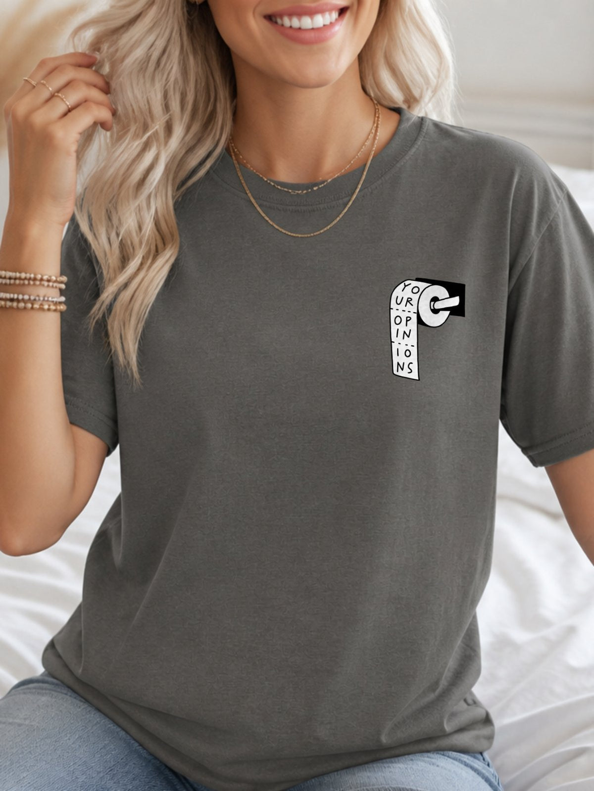 Why Not Bold Hand Drawn Text Graphic T-Shirt - Charcoal Model