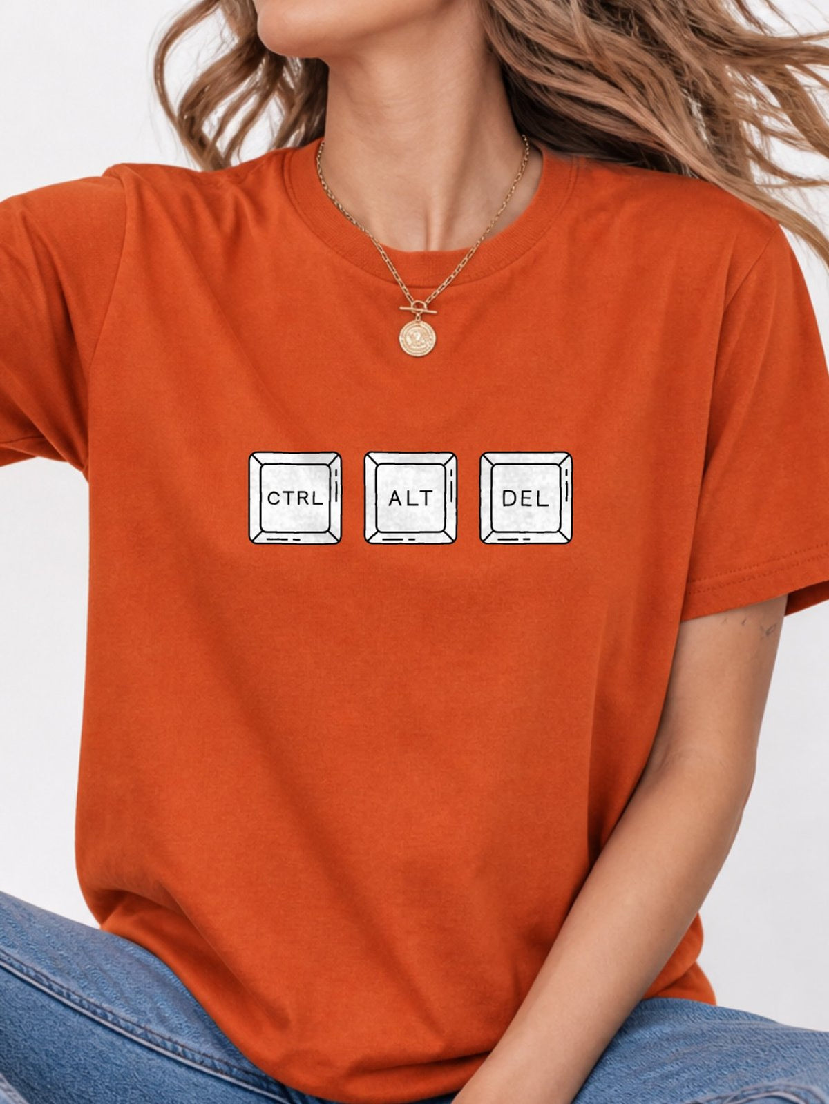 Ctrl Alt Del Keyboard Keys T-Shirt - Texas Orange Model