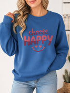 Choose Happy Vintage Boho Graphic Sweatshirt - Hanes_Denim_Blue Model