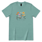 Boho Sunflower Mixed Wildflower Shirt - Aquatic Front