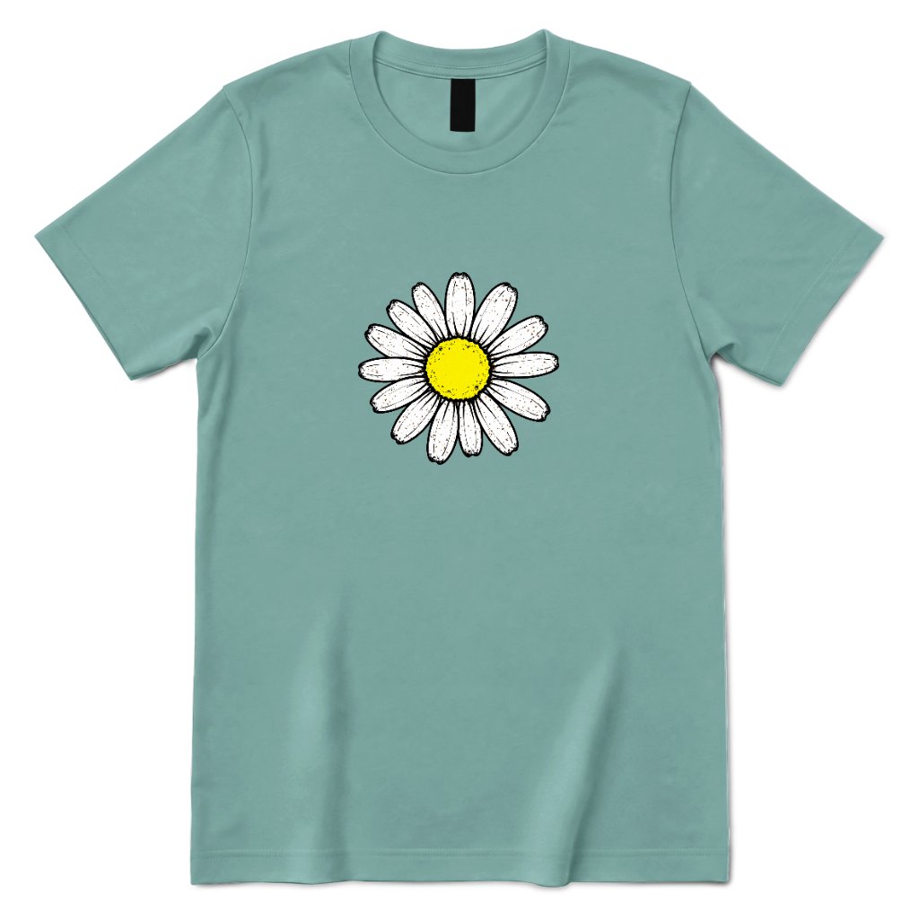 Minimal Flower Graphic Casual T‑Shirt - Aquatic Front