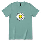 Minimal Flower Graphic Casual T‑Shirt - Aquatic Front