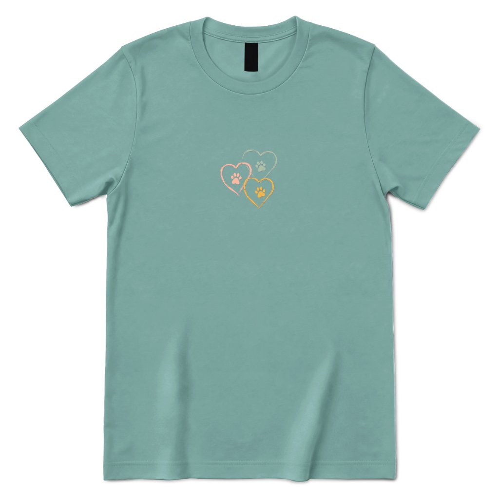 Minimal Sketch Heart Paw Graphic Tee - Aquatic Front