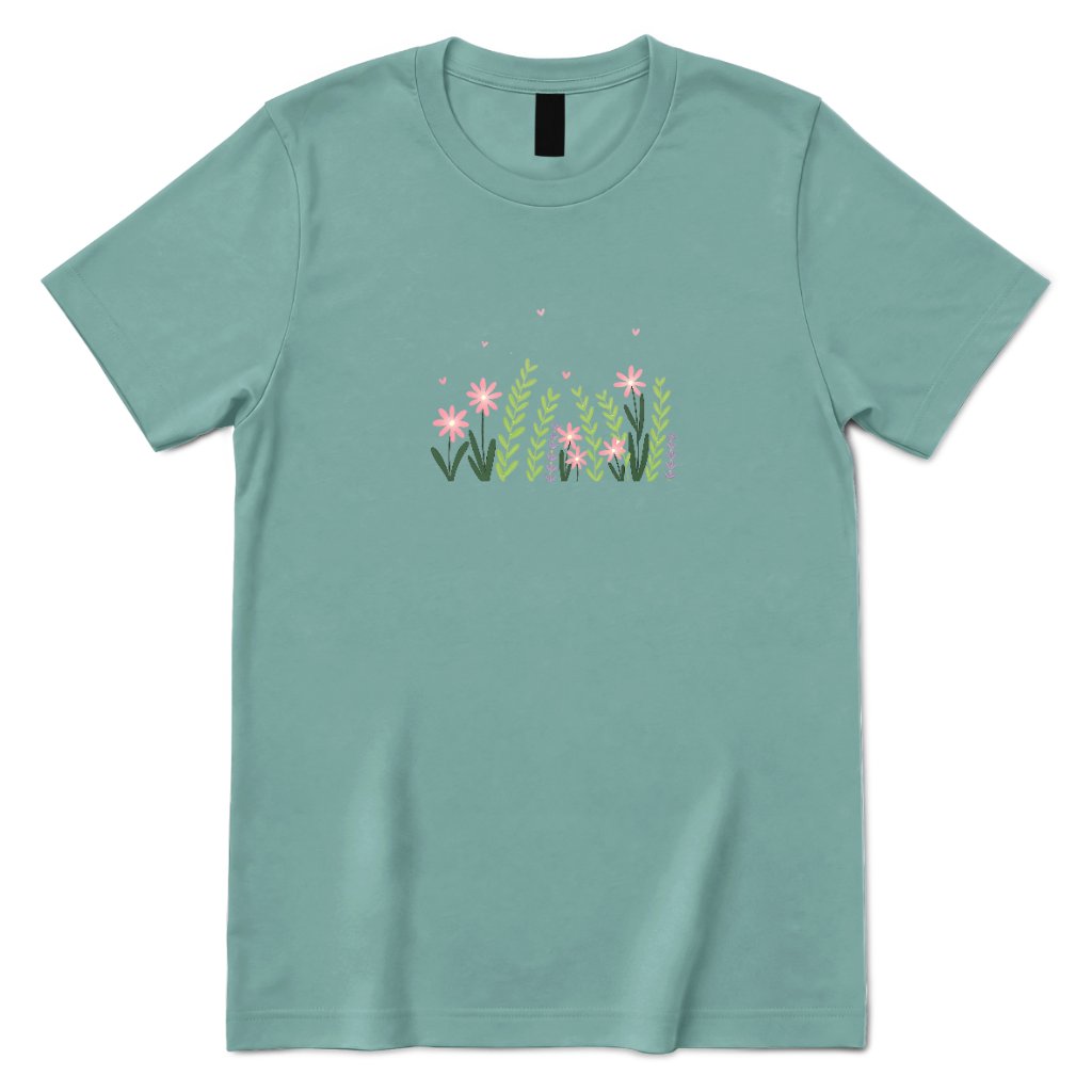 Boho Pastel Wild Meadow Floral Shirt - Aquatic Front