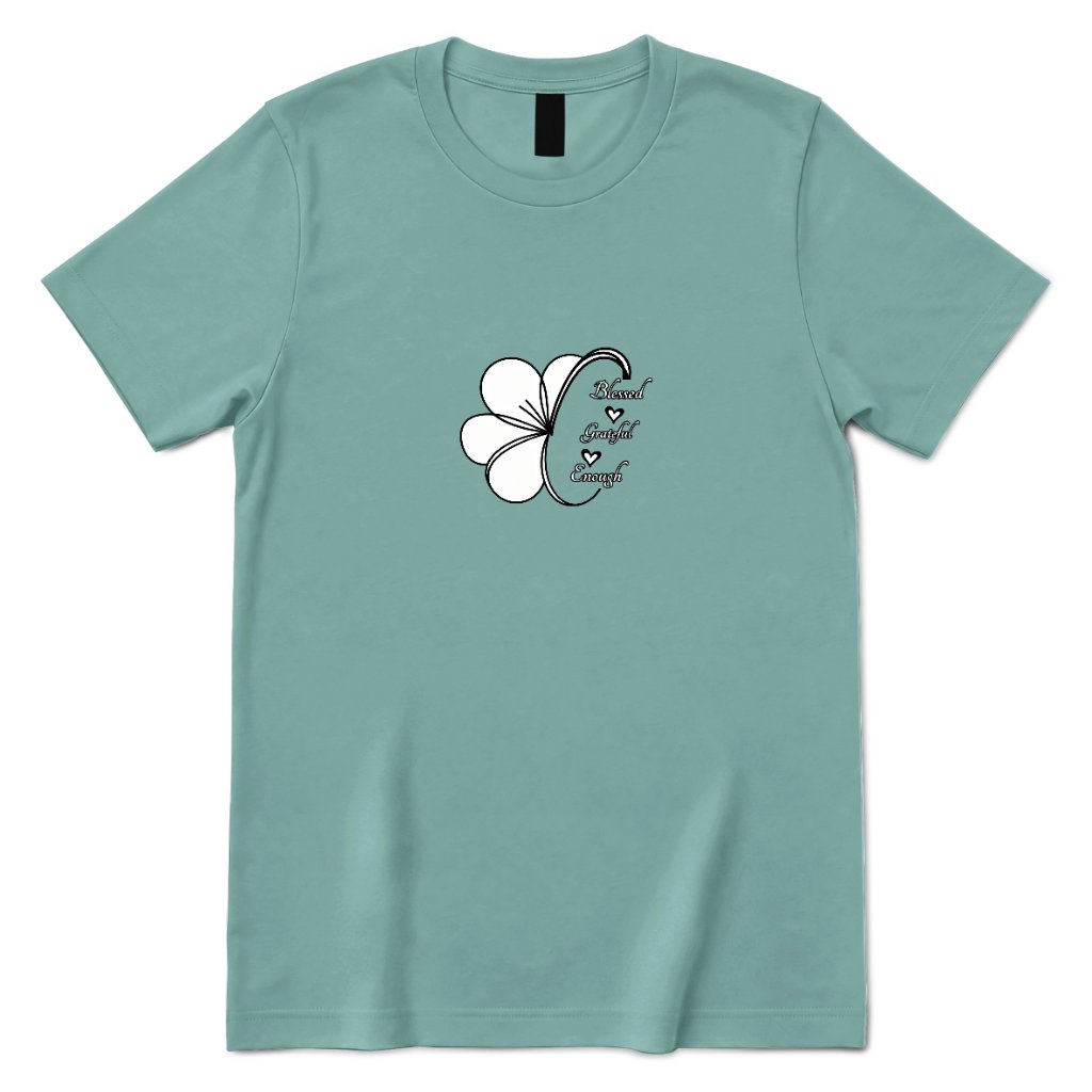 Blessed Grateful Enough Clover T‑Shirt - Aquatic Front