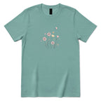 Soft Pastel Pink Floral Butterfly Graphic Tee - Aquatic Front