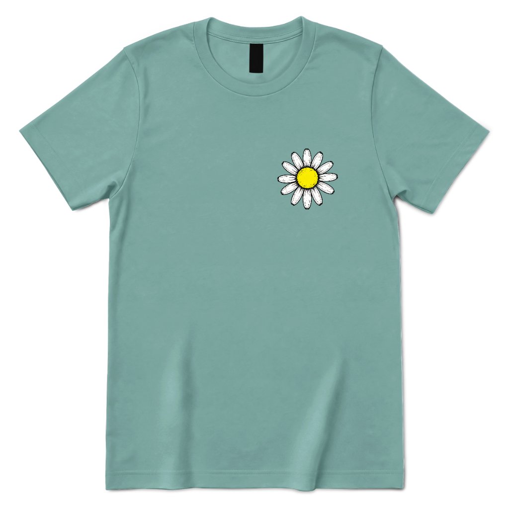 Minimal Distressed Daisy T‑Shirt - Aquatic Front