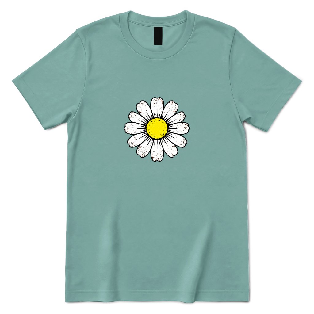 Vintage Distressed Daisy T‑Shirt - Aquatic Front
