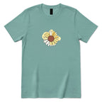 Abstract Sunflower Graphic T‑Shirt - Aquatic Front