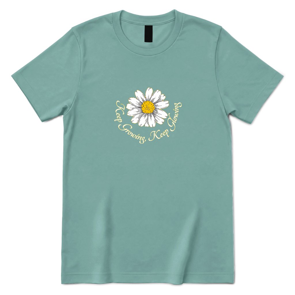 Keep Growing Keep Glowing Daisy T‑Shirt - Aquatic Front