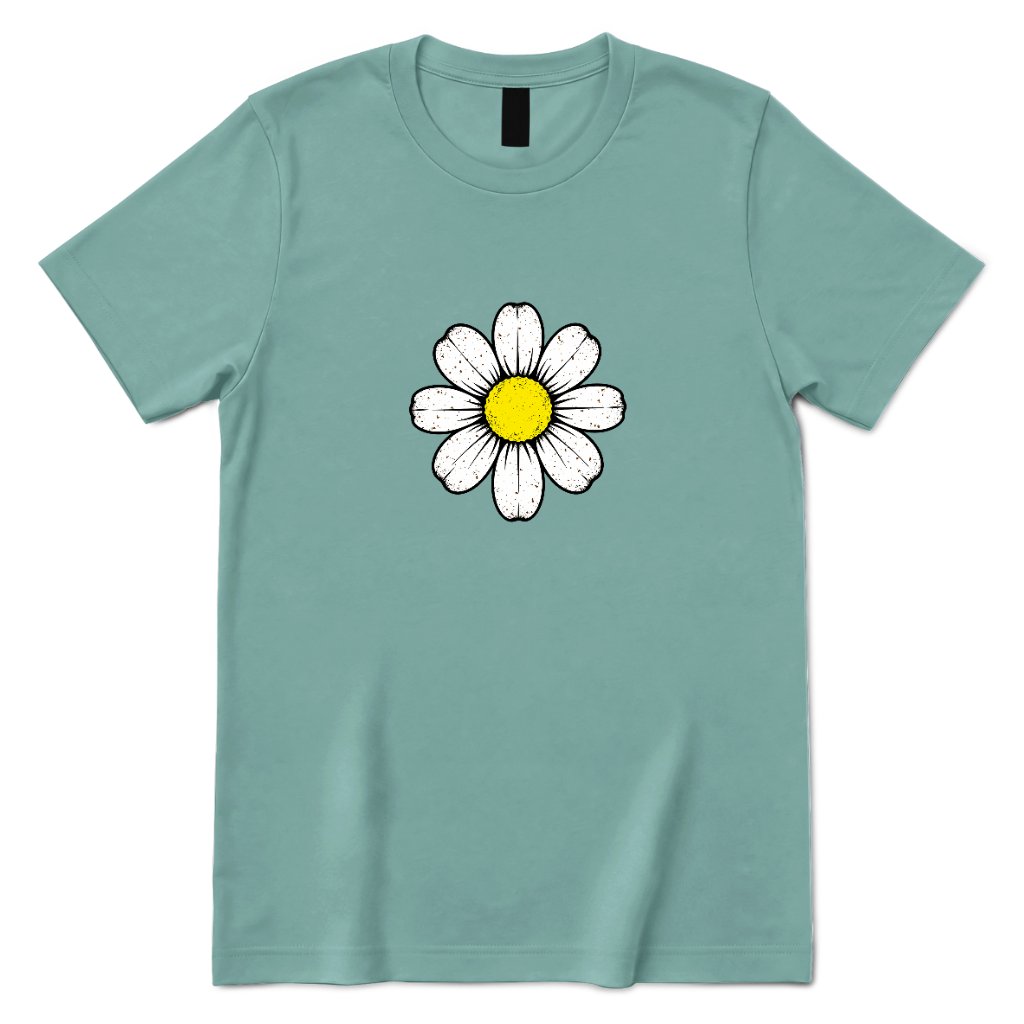 Retro Daisy Print T‑Shirt - Aquatic Front