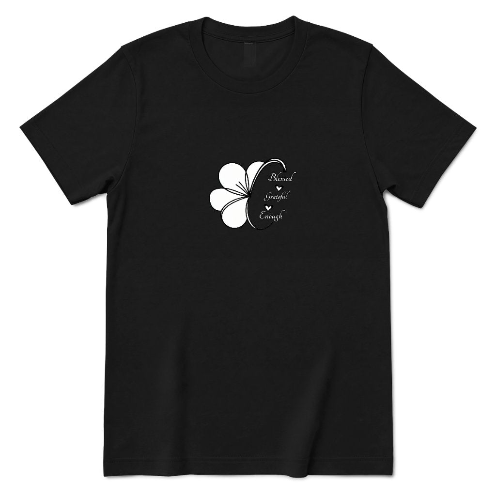 Blessed Grateful Enough Clover T‑Shirt - Black Front
