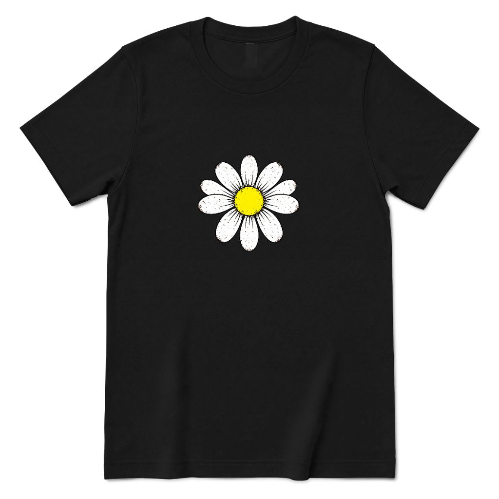 Vintage Boho Daisy Flower Graphic T‑Shirt - Black Front