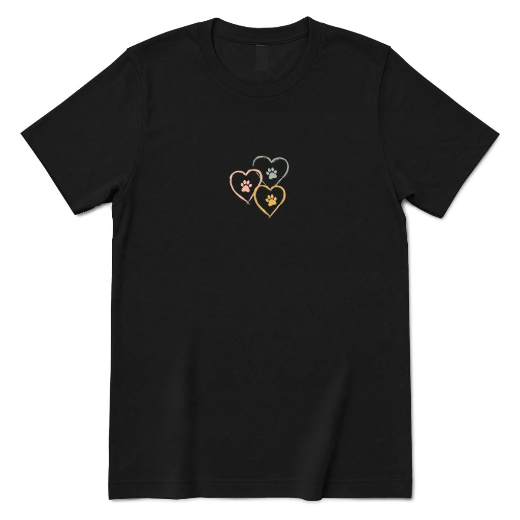 Minimal Sketch Heart Paw Graphic Tee - Black Front