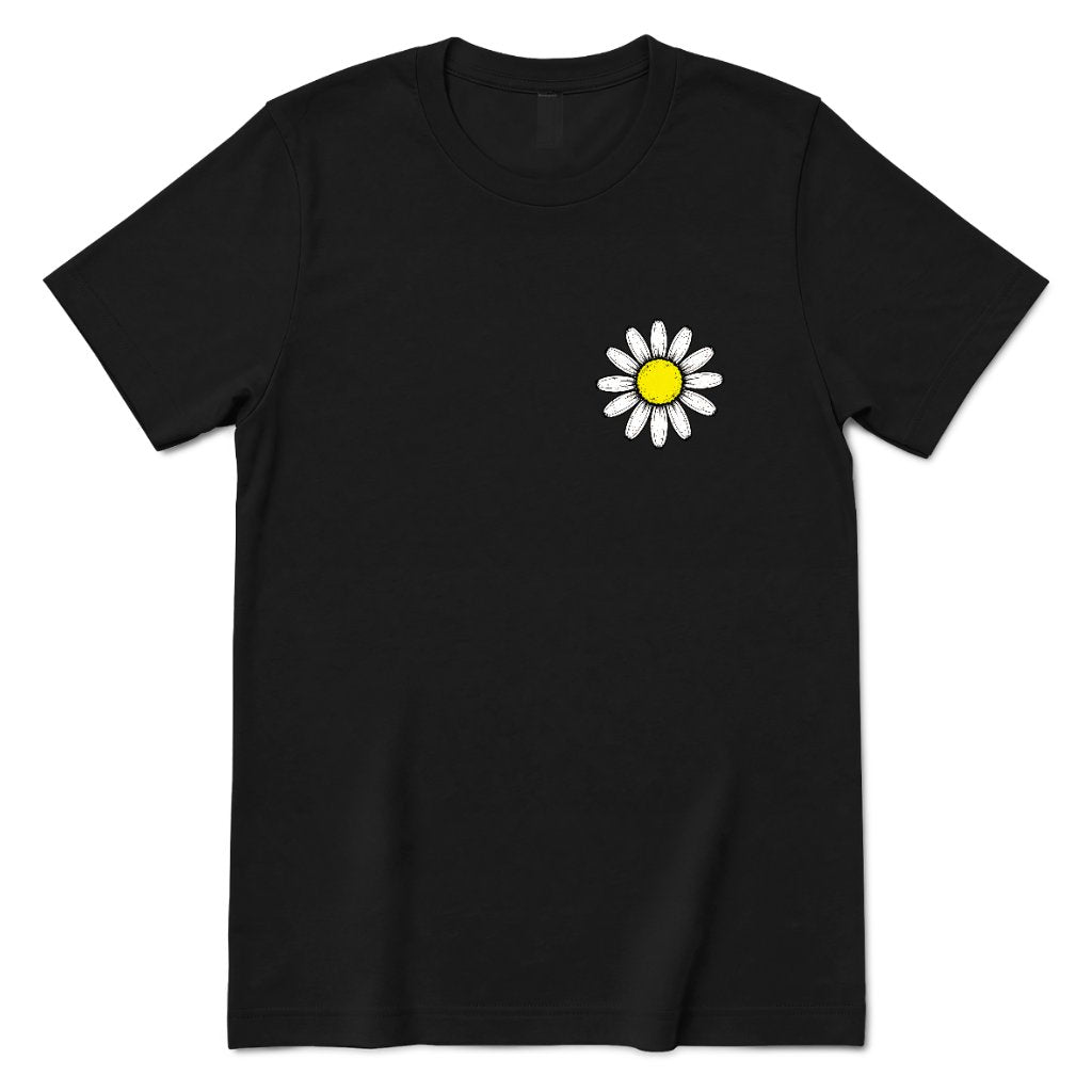 Minimal Distressed Daisy T‑Shirt - Black Front