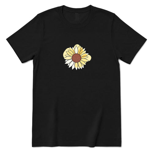 Abstract Sunflower Graphic T‑Shirt - Black Front