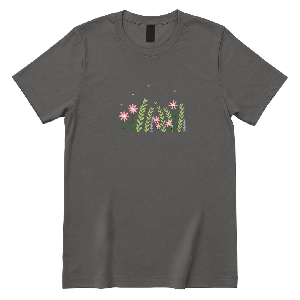 Boho Pastel Wild Meadow Floral Shirt - Charcoal Front