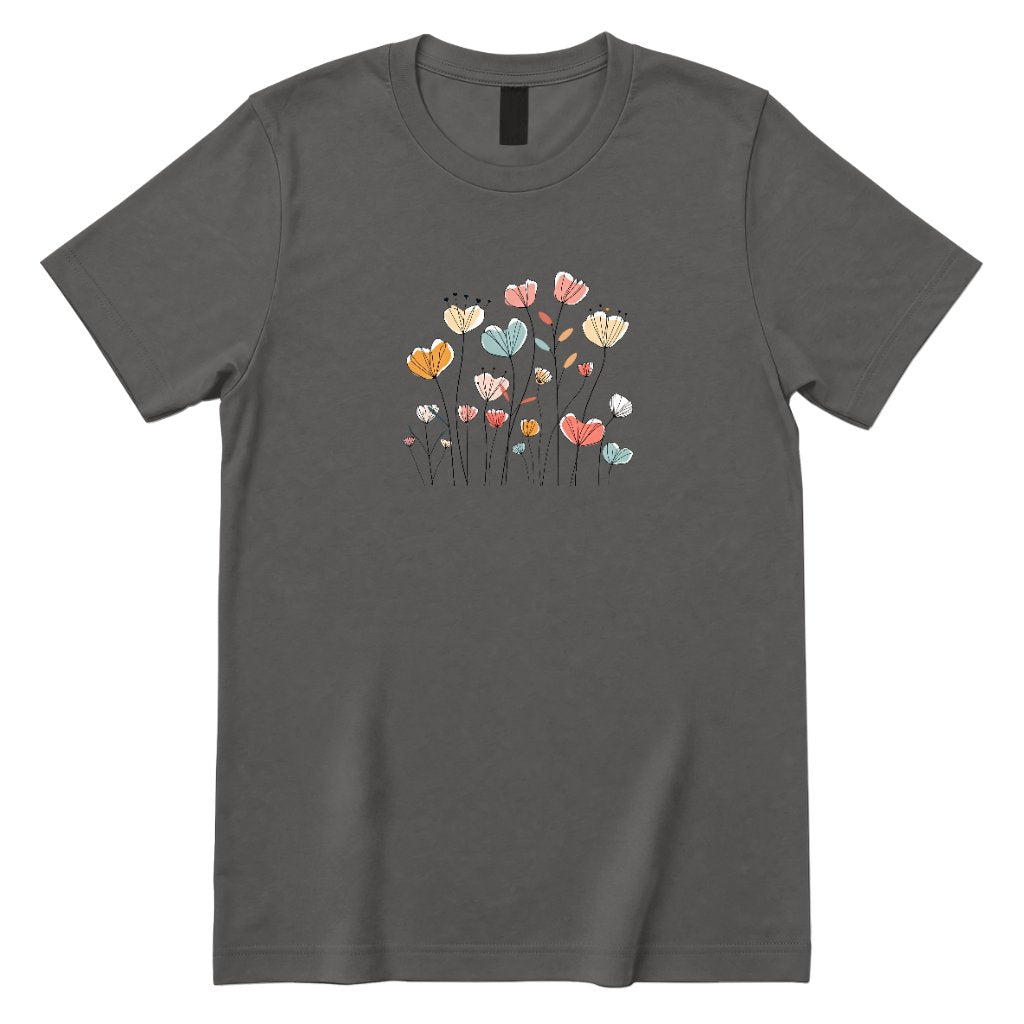 Abstract Boho Line Drawing Floral Shirt - Charcoal Front