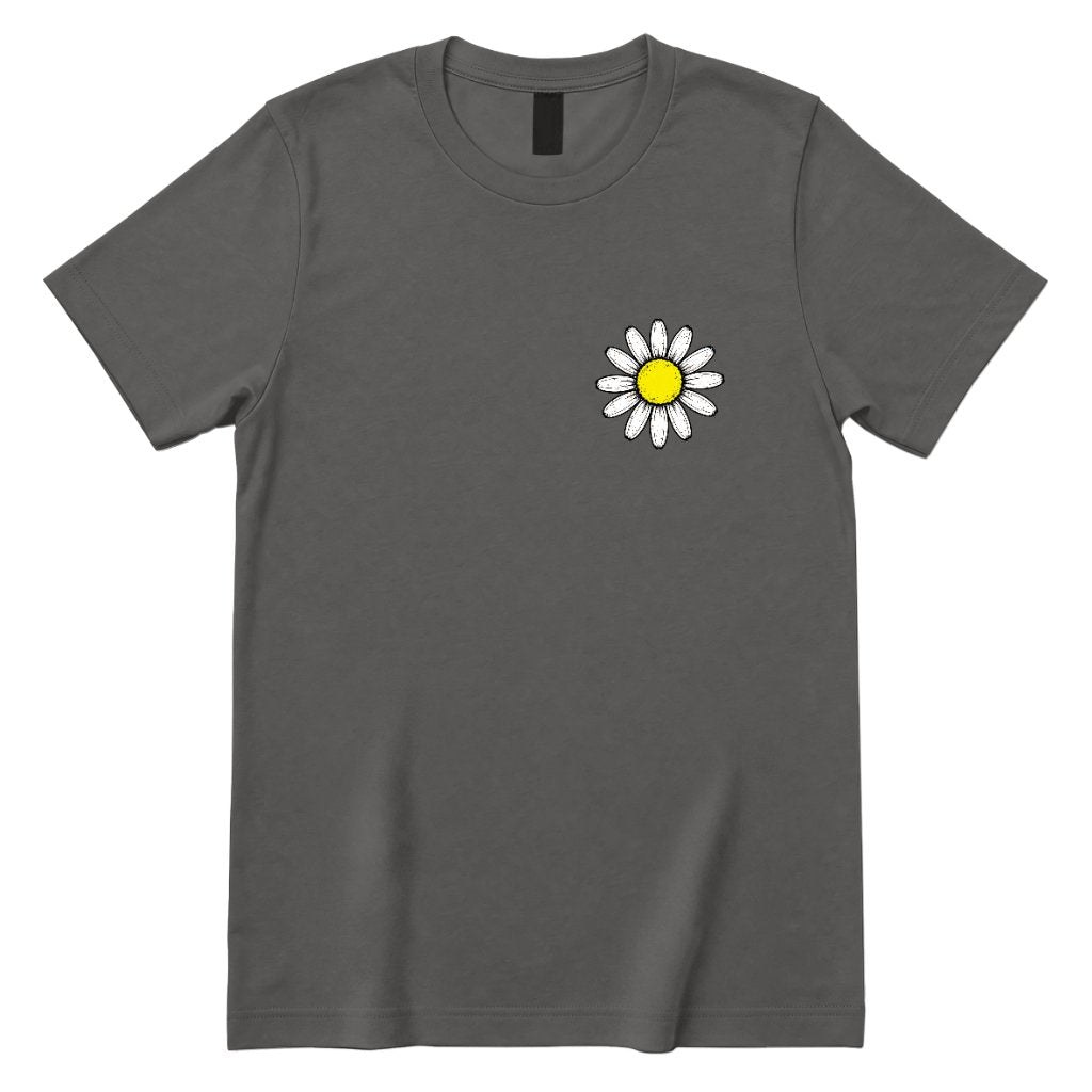 Minimal Distressed Daisy T‑Shirt - Charcoal Front