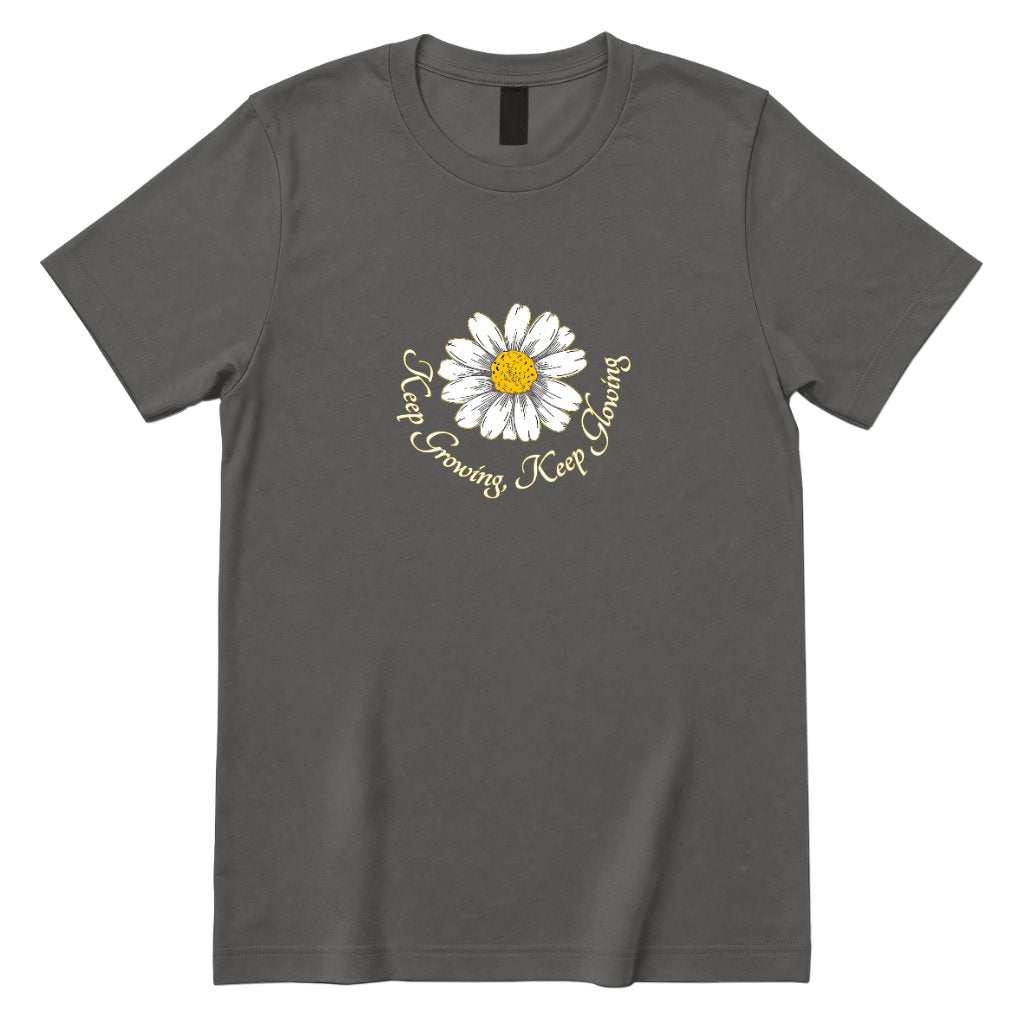 Keep Growing Keep Glowing Daisy T‑Shirt - Charcoal Front