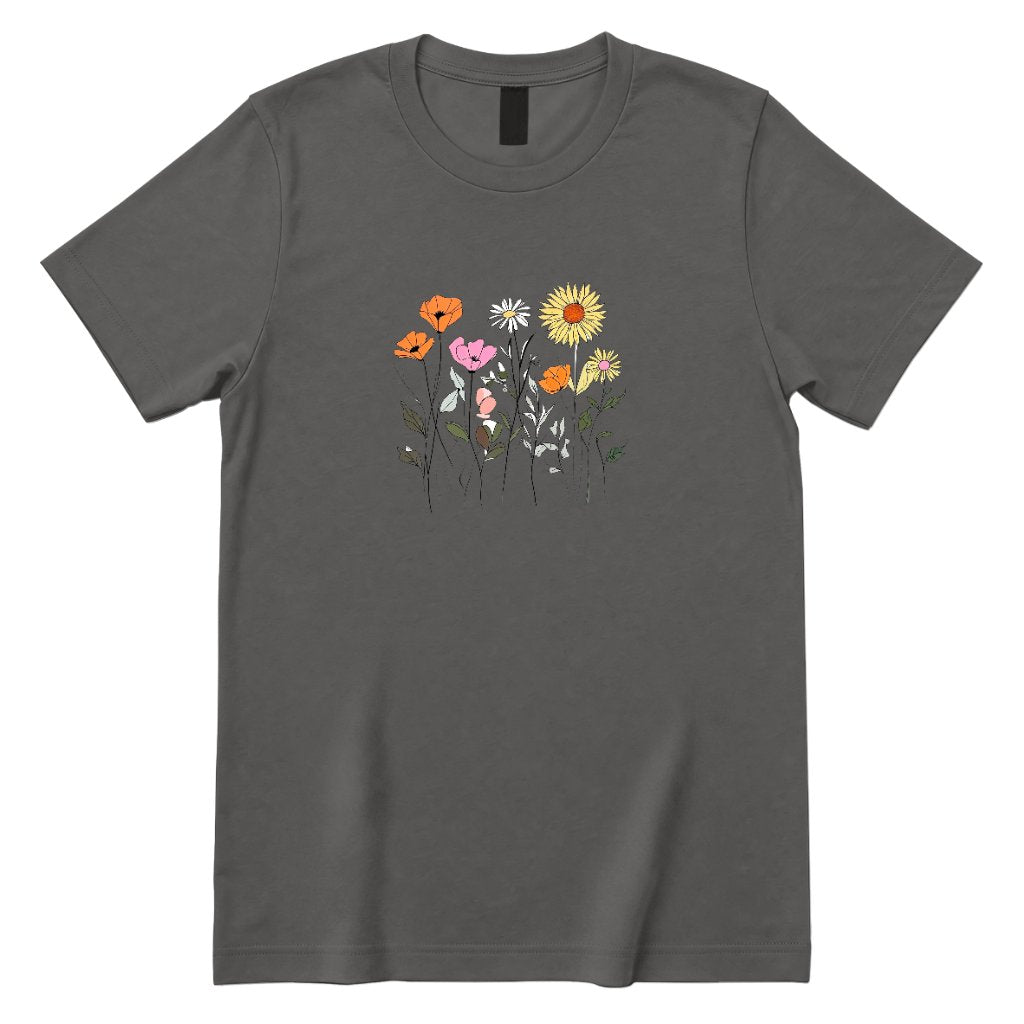 Boho Sunflower Mixed Wildflower Shirt - Charcoal Front