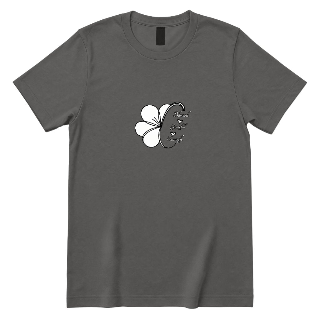 Blessed Grateful Enough Clover T‑Shirt - Charcoal Front